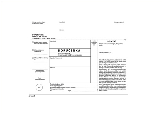 Doručenka DORUGOV B4 (správní řád) - bez pruhu