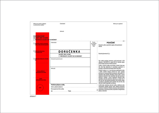 Doručenka DORUGOV B4 (správní řád) - červený pruh