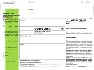 Doručenka DORUSIL 162 - TYP III (pro exekutory)